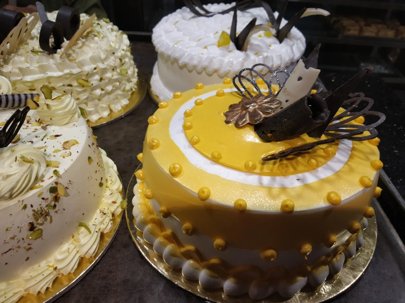 Butterscotch and pineapple cakes on display