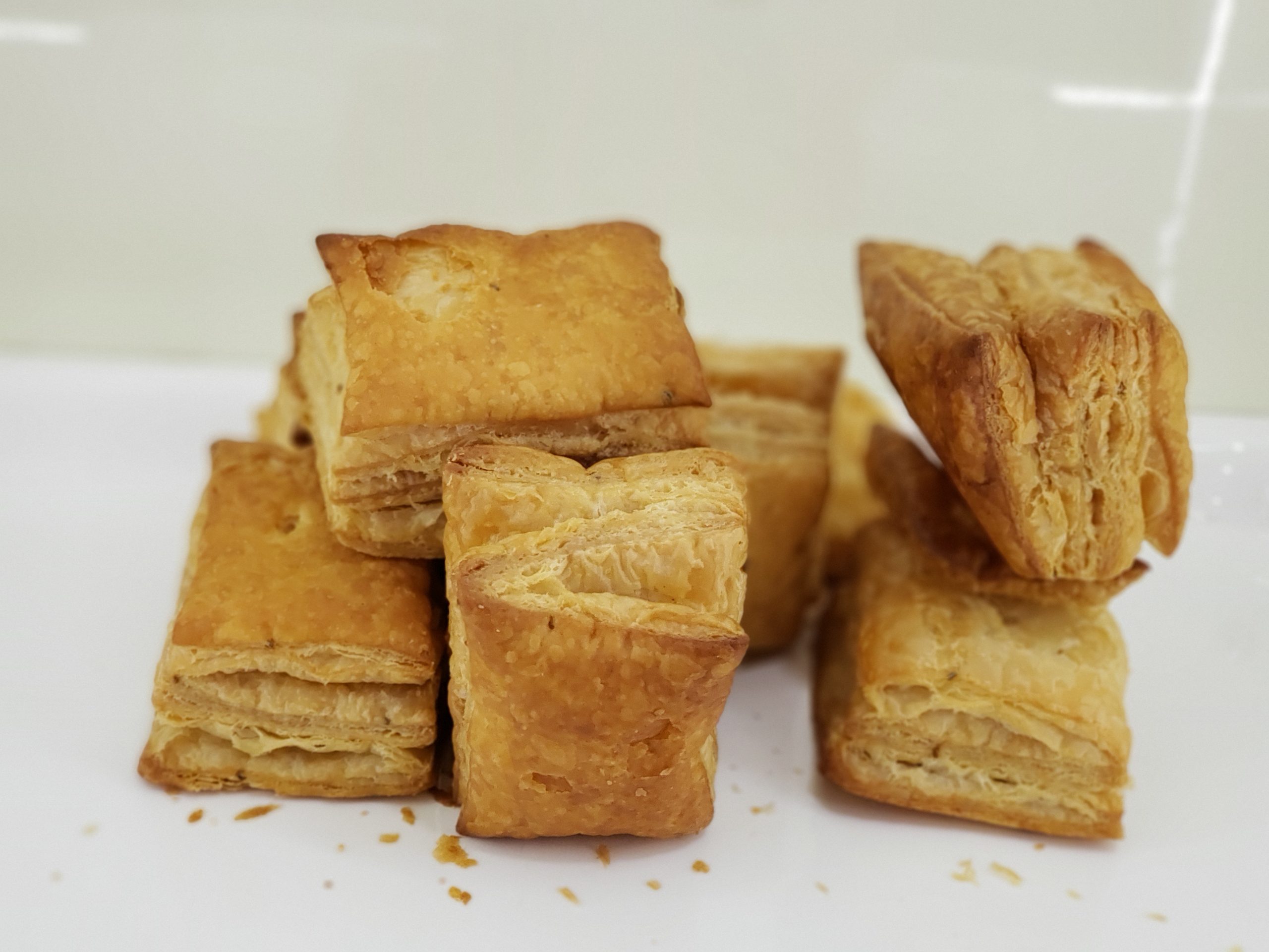 Freshly baked khari puffs